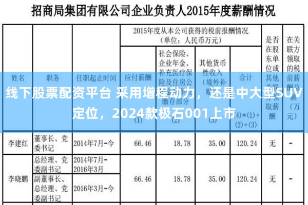 线下股票配资平台 采用增程动力，还是中大型SUV定位，2024款极石001上市